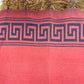 Mexican Wool Blanket w/ Greek Key Design, Vintage Southwestern Woven Textile