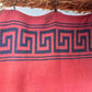 Mexican Wool Blanket w/ Greek Key Design, Vintage Southwestern Woven Textile