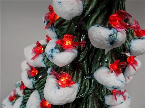 lighted table top christmas tree - Ceramic Light Up Christmas Tree, 16 Inch Flocked Green Red Birds Holiday Decor by The O...