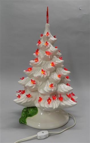 lighted table top christmas tree - Ceramic Light Up Christmas Tree, 16 Inch White w/ Red Birds Holiday Decor by The Old Gr...