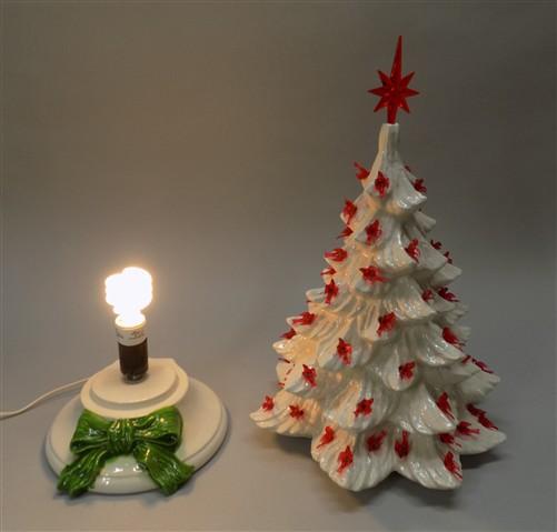 lighted table top christmas tree - Ceramic Light Up Christmas Tree, 16 Inch White w/ Red Birds Holiday Decor by The Old Gr...