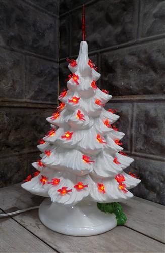 lighted table top christmas tree - Ceramic Light Up Christmas Tree, 16 Inch White w/ Red Birds Holiday Decor by The Old Gr...