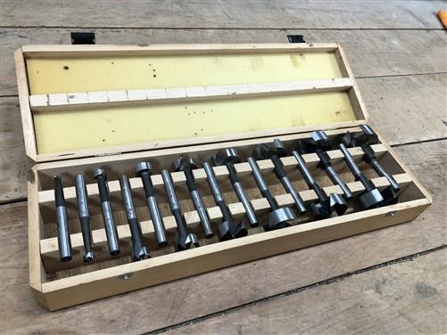 Router bits - Forstner Bit Set, 1/4"-2" Woodworking Router Bits by 1/8" in Original Wood Case by The Old Grainery (bit set...