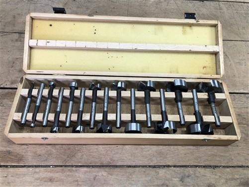Router bits - Forstner Bit Set, 1/4"-2" Woodworking Router Bits by 1/8" in Original Wood Case by The Old Grainery (bit set...