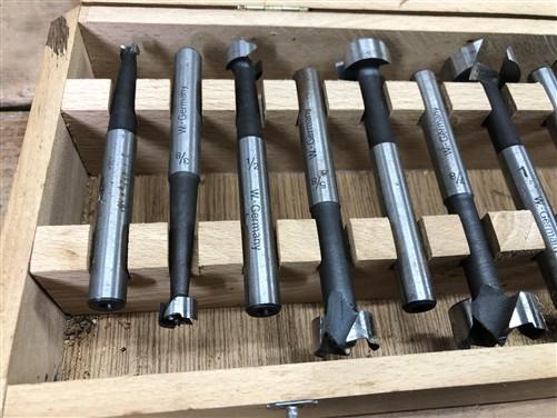 Router bits - Forstner Bit Set, 1/4"-2" Woodworking Router Bits by 1/8" in Original Wood Case by The Old Grainery (bit set...