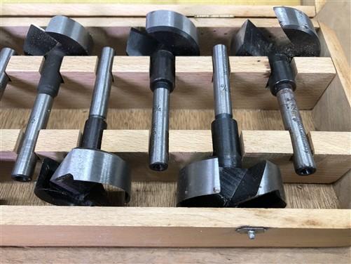 Router bits - Forstner Bit Set, 1/4"-2" Woodworking Router Bits by 1/8" in Original Wood Case by The Old Grainery (bit set...