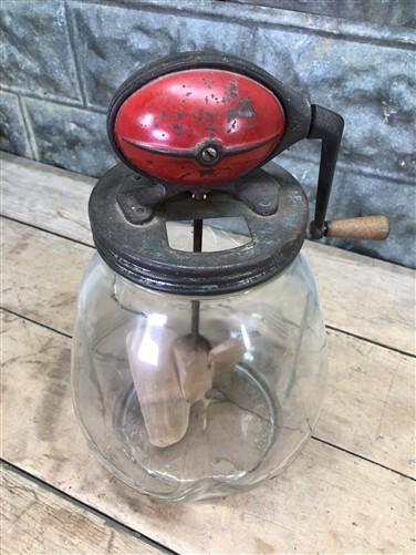 Butter churn - Dazey Butter Churn, Vintage 8 Quart, Red Football No 8 Tulip Glass Wood Paddle by The Old Grainery (8 quart...