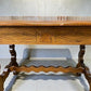 Lenox Shop Writing Table, Vintage 1930s Spanish Revival Carved Desk Trestle Base
