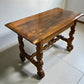 Lenox Shop Writing Table, Vintage 1930s Spanish Revival Carved Desk Trestle Base