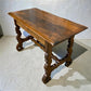Lenox Shop Writing Table, Vintage 1930s Spanish Revival Carved Desk Trestle Base