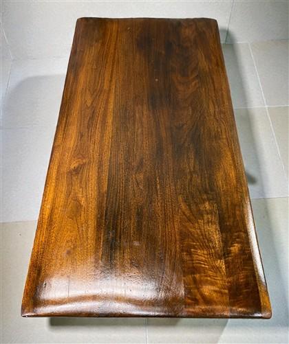 Lenox Shop Writing Table, Vintage 1930s Spanish Revival Carved Desk Trestle Base