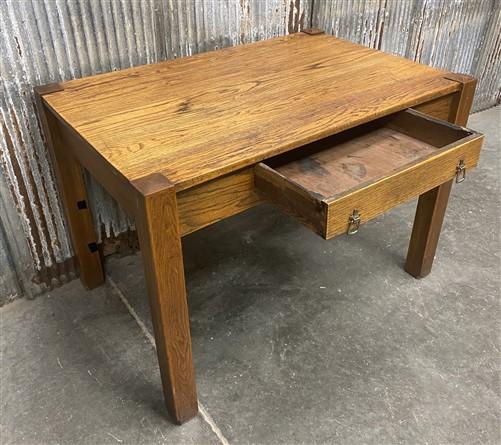Writing desk - Arts & Crafts Mission Style Writing Desk, Vintage Oak Table with 1 Drawer by The Old Grainery (arts and cra...