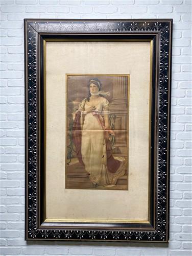 Lithograph - Antique Queen Louise of Prussia 1879 Lithograph Framed, Ornate Ebonized Frame by The Old Grainery (1879 litho...