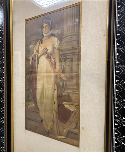 Lithograph - Antique Queen Louise of Prussia 1879 Lithograph Framed, Ornate Ebonized Frame by The Old Grainery (1879 litho...