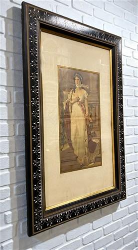 Lithograph - Antique Queen Louise of Prussia 1879 Lithograph Framed, Ornate Ebonized Frame by The Old Grainery (1879 litho...