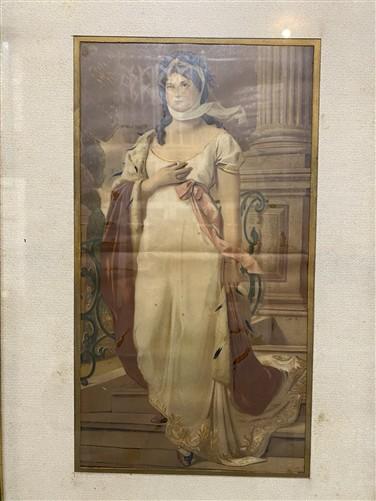 Lithograph - Antique Queen Louise of Prussia 1879 Lithograph Framed, Ornate Ebonized Frame by The Old Grainery (1879 litho...