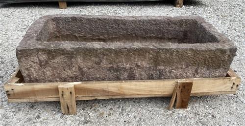 43" Carved Stone Trough, Planter Sink Garden Fountain Basin, Landscaping, B