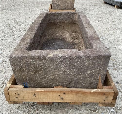 43" Carved Stone Trough, Planter Sink Garden Fountain Basin, Landscaping, B