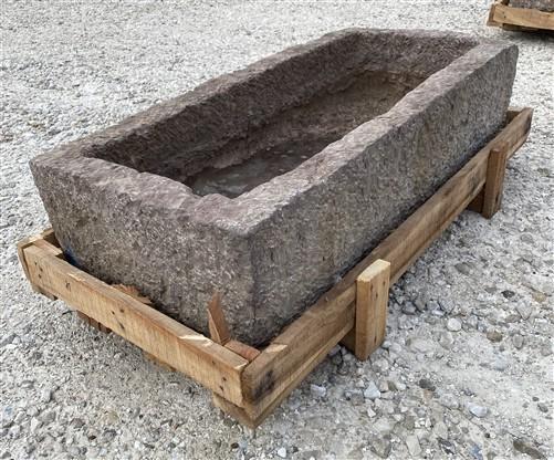 43" Carved Stone Trough, Planter Sink Garden Fountain Basin, Landscaping, B