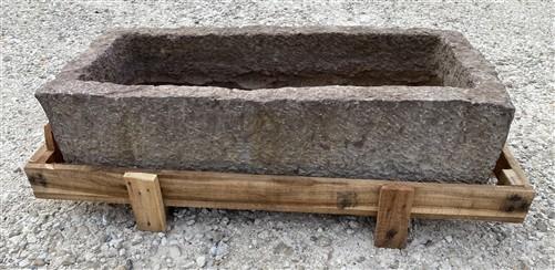 43" Carved Stone Trough, Planter Sink Garden Fountain Basin, Landscaping, B