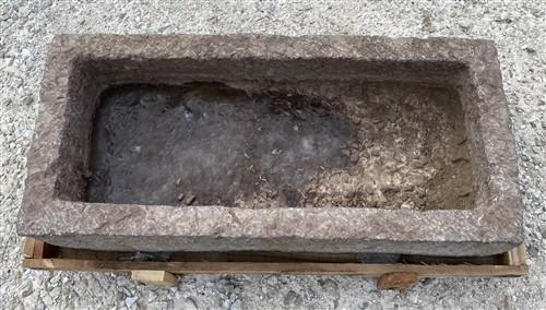 43" Carved Stone Trough, Planter Sink Garden Fountain Basin, Landscaping, B