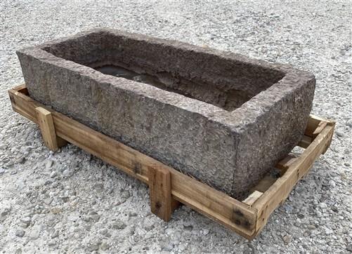 43" Carved Stone Trough, Planter Sink Garden Fountain Basin, Landscaping, B