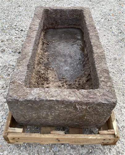 43" Carved Stone Trough, Planter Sink Garden Fountain Basin, Landscaping, B