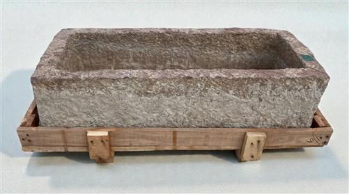 40.5" Carved Stone Trough, Planter Sink Garden Fountain Basin, Landscaping, C