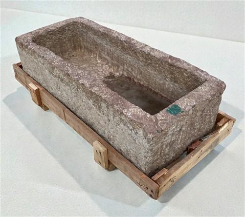 40.5" Carved Stone Trough, Planter Sink Garden Fountain Basin, Landscaping, C