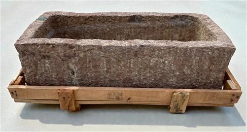 40.5" Carved Stone Trough, Planter Sink Garden Fountain Basin, Landscaping, C