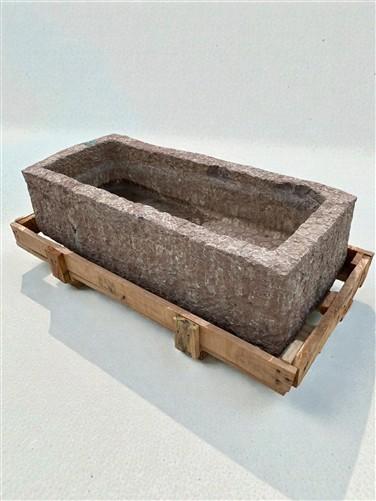 40.5" Carved Stone Trough, Planter Sink Garden Fountain Basin, Landscaping, C