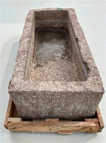 40.5" Carved Stone Trough, Planter Sink Garden Fountain Basin, Landscaping, C