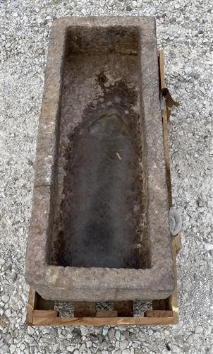 42.5" Carved Stone Trough, Planter Sink Garden Fountain Basin, Landscaping, D