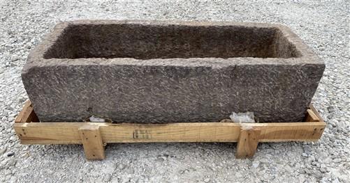 42.5" Carved Stone Trough, Planter Sink Garden Fountain Basin, Landscaping, D