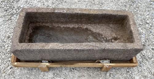 42.5" Carved Stone Trough, Planter Sink Garden Fountain Basin, Landscaping, D