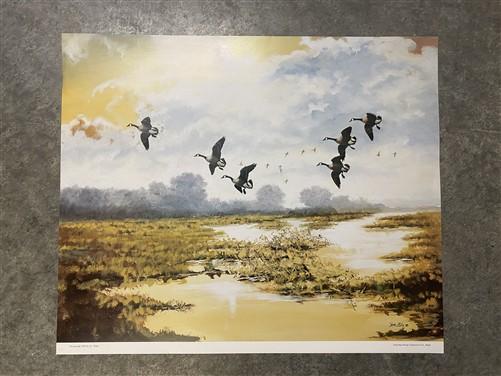 Art & Collectibles > Prints > Lithographs - Monte Ellis, Canada Geese, Signed Art Print, 20x24, Wade Collection, Wall Art...