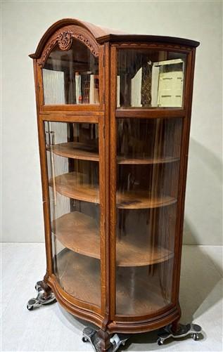 Curio Cabinet - Oak Curved Glass China Cabinet, Curio Cabinet,Display Case, Bow Front Carved Top by The Old Grainery (Book...