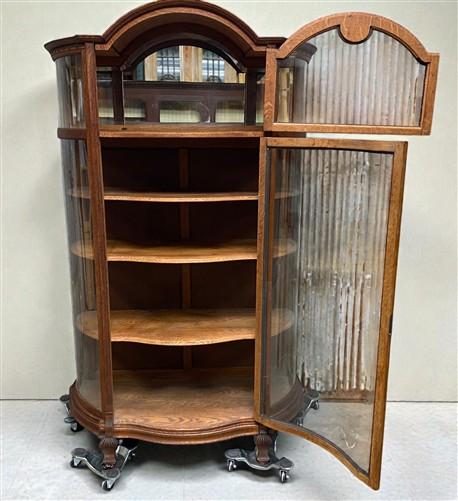 Curio Cabinet - Oak Curved Glass China Cabinet, Curio Cabinet,Display Case, Bow Front Carved Top by The Old Grainery (Book...