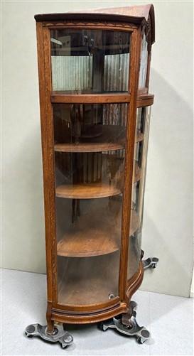 Curio Cabinet - Oak Curved Glass China Cabinet, Curio Cabinet,Display Case, Bow Front Carved Top by The Old Grainery (Book...