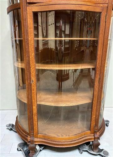 Curio Cabinet - Oak Curved Glass China Cabinet, Curio Cabinet,Display Case, Bow Front Carved Top by The Old Grainery (Book...