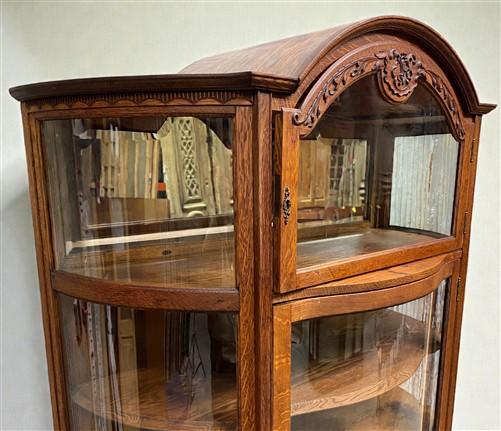 Curio Cabinet - Oak Curved Glass China Cabinet, Curio Cabinet,Display Case, Bow Front Carved Top by The Old Grainery (Book...