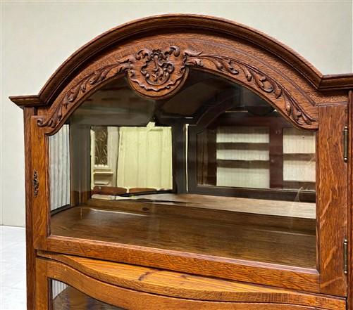 Curio Cabinet - Oak Curved Glass China Cabinet, Curio Cabinet,Display Case, Bow Front Carved Top by The Old Grainery (Book...