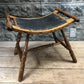 Saddle stool - Oak Saddle Stool, Refinished Antique Seat, Curved Canvas Seat Hallway Chair by The Old Grainery (14 inch de...