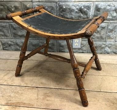 Saddle stool - Oak Saddle Stool, Refinished Antique Seat, Curved Canvas Seat Hallway Chair by The Old Grainery (14 inch de...