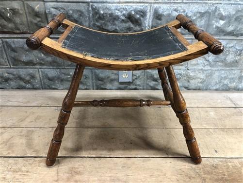 Saddle stool - Oak Saddle Stool, Refinished Antique Seat, Curved Canvas Seat Hallway Chair by The Old Grainery (14 inch de...