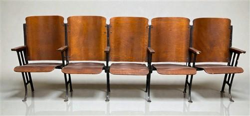 Home & Living > Furniture - 5 Vintage Wood Folding Theater Seats, Auditorium Seats, Entryway Bench, E21 by The Old Grainer...