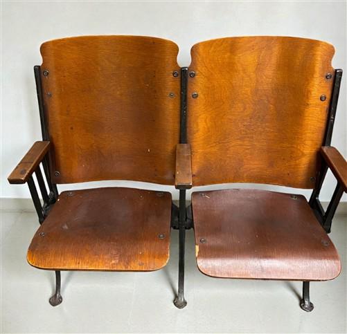 Home & Living > Furniture - 5 Vintage Wood Folding Theater Seats, Auditorium Seats, Entryway Bench, E21 by The Old Grainer...