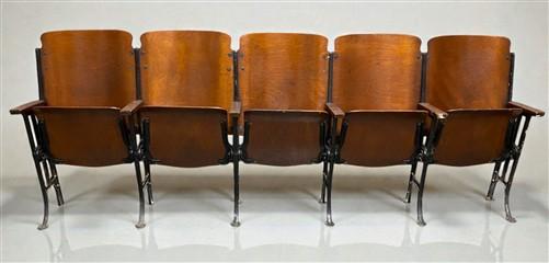 Home & Living > Furniture - 5 Vintage Wood Folding Theater Seats, Auditorium Seats, Entryway Bench, E21 by The Old Grainer...