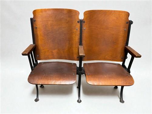 Theater Seats - 2 Vintage Wood Folding Theater Seats, Auditorium Seats, Entryway Bench, E18 by The Old Grainery (art deco,...