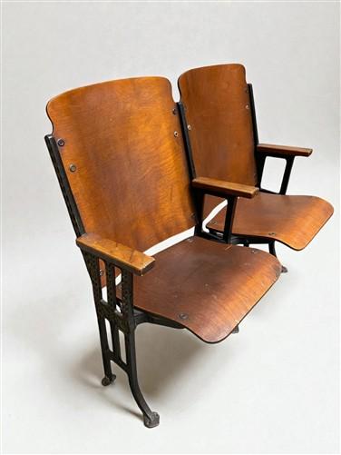 Theater Seats - 2 Vintage Wood Folding Theater Seats, Auditorium Seats, Entryway Bench, E18 by The Old Grainery (art deco,...